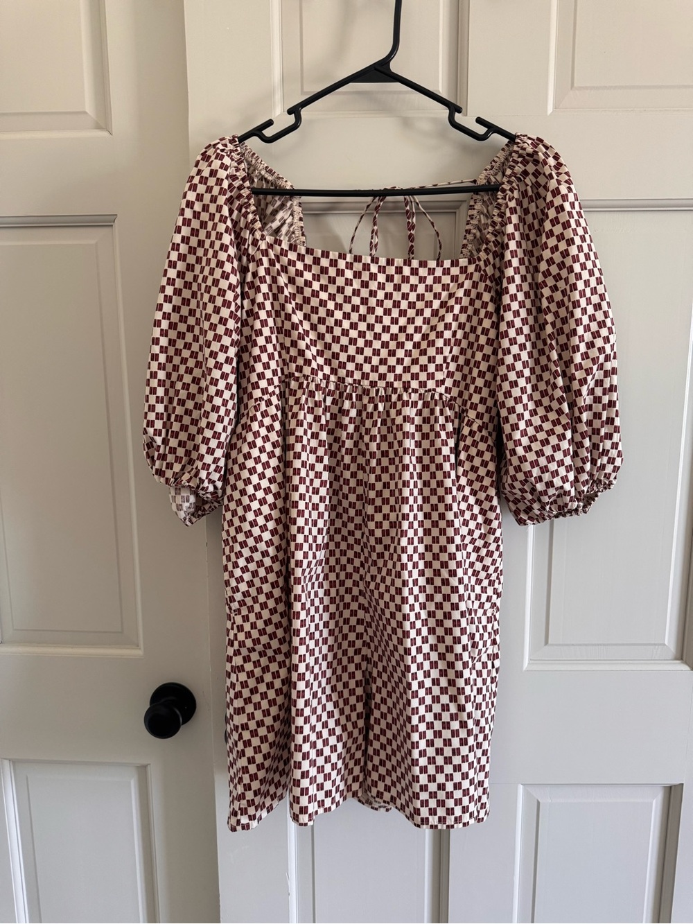 Abercrombie & Fitch puff sleeve checker romper L